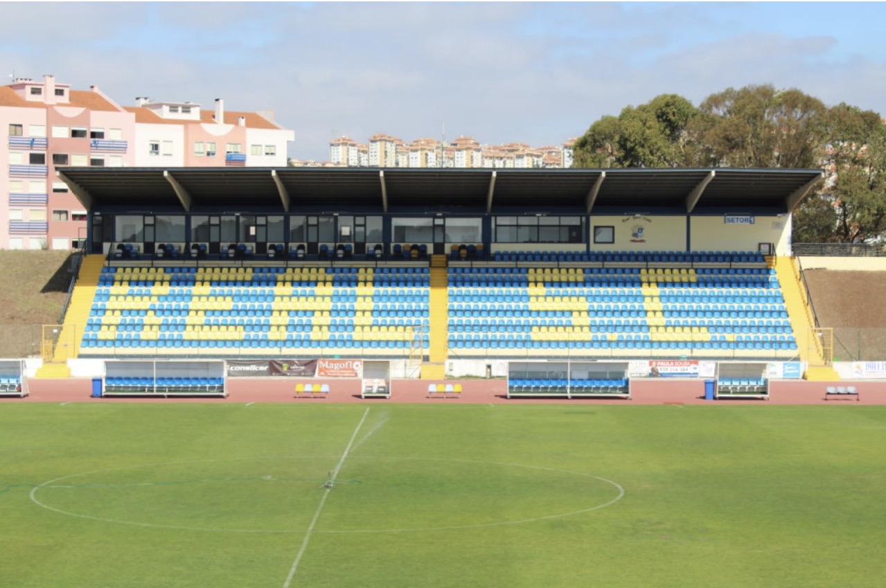 Main stand and pitch at Real Sports Club's stadium on the Lisbon coast